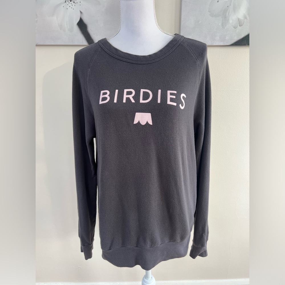 Birdies Charcoal Sweatshirt with Blush Logo